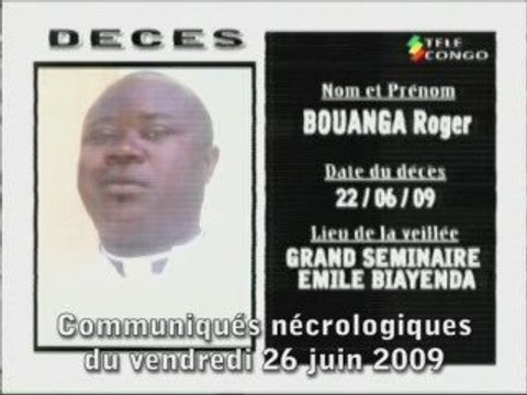 Communiqués nécrologiques du 26-06-09