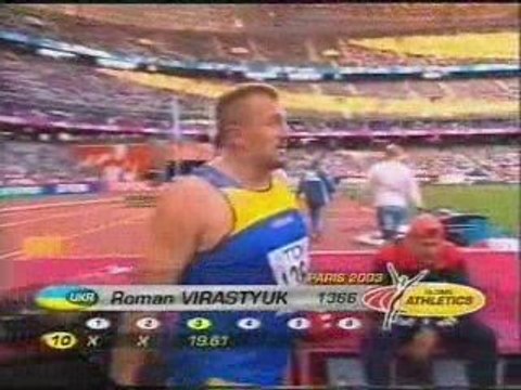 Athlé finale lancer poids mondiaux 2003 Paris partie 4