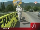 Mobilisation sur le tracé du convoi de déchets nucléaires (Savoie)