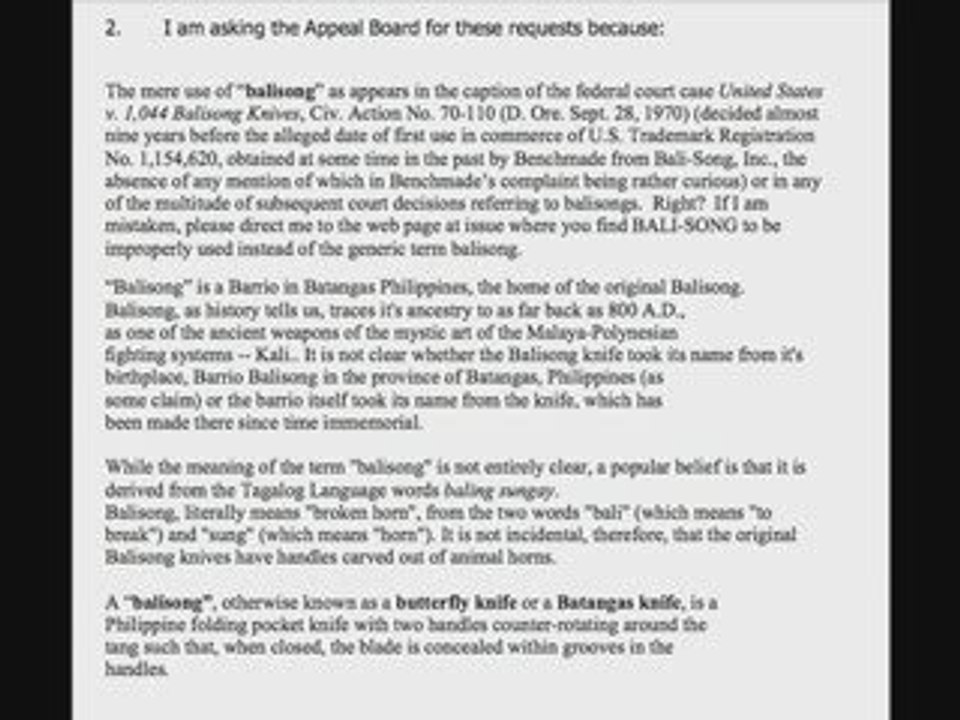 Petition for Cancellation BALI-SONG Trademark TTAB Filed