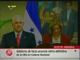 Golpistas hondureños anuncian retiro de la OEA