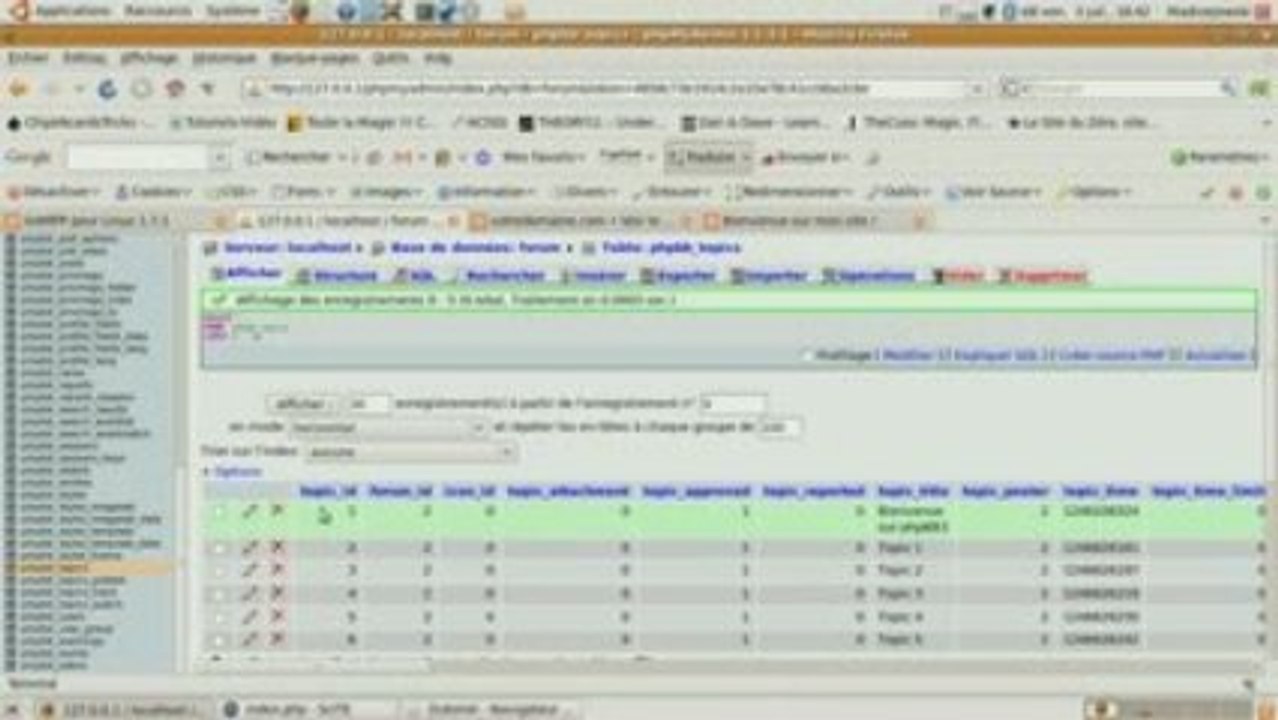PHP : Afficher les 5 derniers topic actif de son forum phpbb