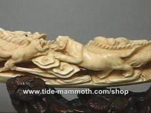 Mammoth ivory carving 12 Zodiac animals Dragon tusk 37162