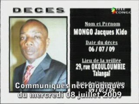 Communiqués nécrologiques du 08-07-09