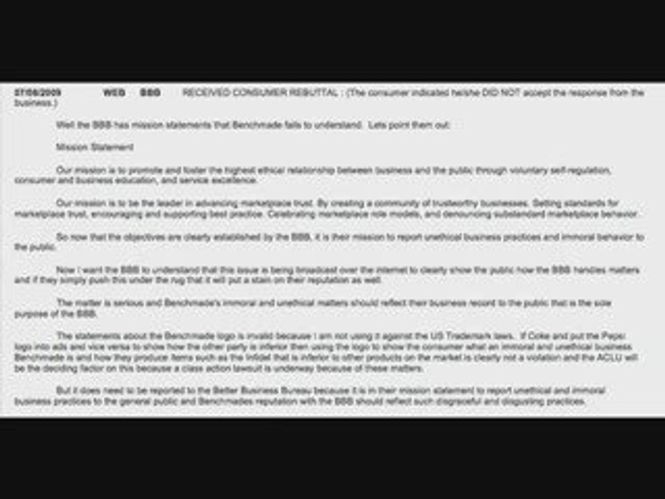 Better Business Bureau Investigates Benchmade for Unethical