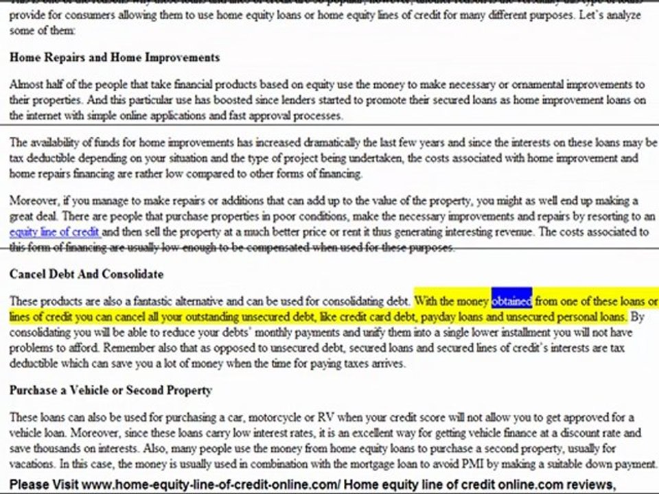 Home Equity Line of Credit Uses