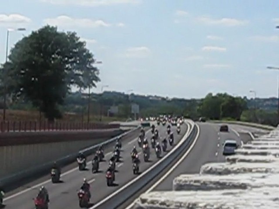 Manifestation des motards sur la rocade du Mans