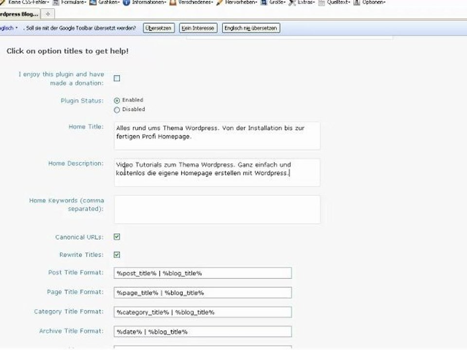 Wordpress Deutsch - Plugin - All in one SEO Pack