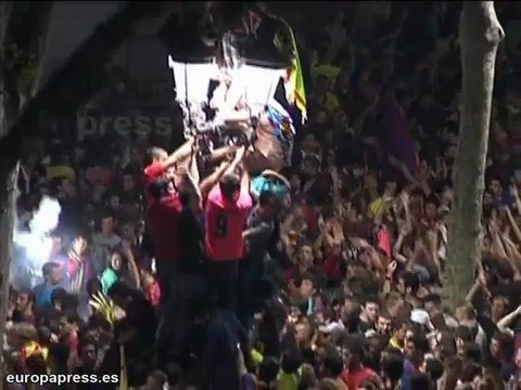 La Rambla de Barcelona se tiñe de 'blaugrana'