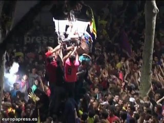 La Rambla de Barcelona se tiñe de 'blaugrana'