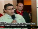 Ausencia de Chávez demostró unidad del país