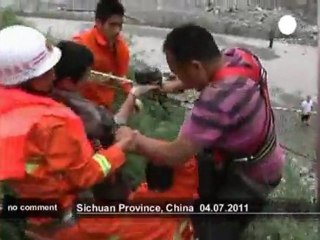Sauvetage à la tyrolienne en Chine - no comment