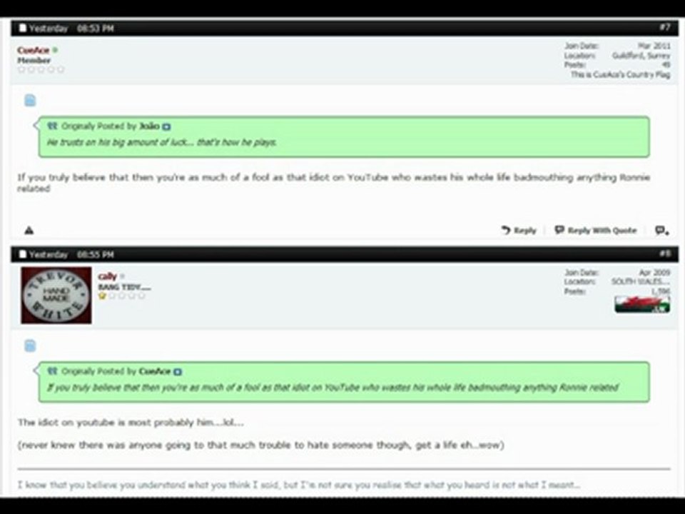 Ronnie O'Sullivan Hater Antifanboy1 aka Joao Is Rage-Banned By TheSnookerForum