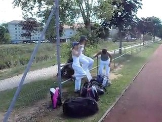 FSTJ - montage du dojo au stage d'été 2011 à la Vallée de Joux