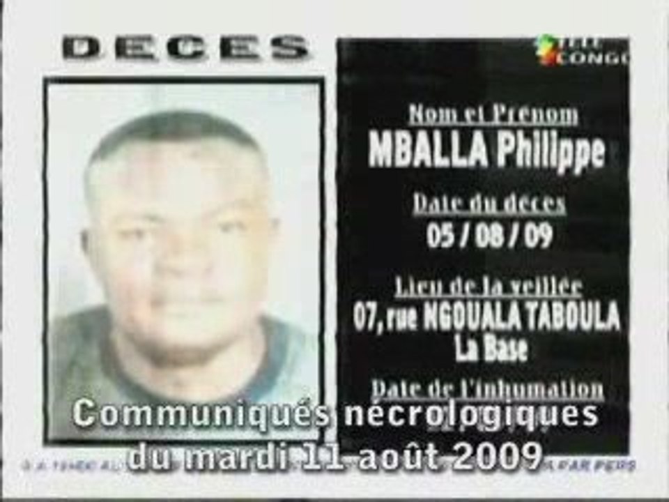 Communiqués nécrologiques du 11-08-09