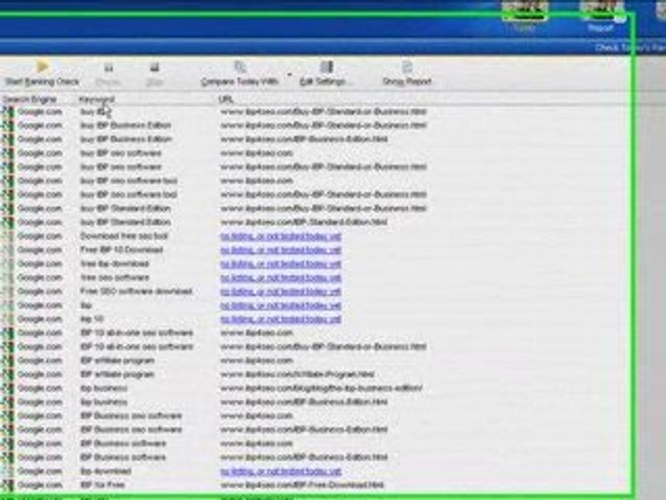 IBP's Search Engine Ranking Manager
