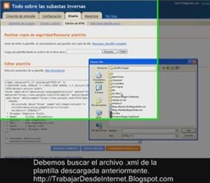 Instalar una plantilla en Blogger - Trabajar desde Internet