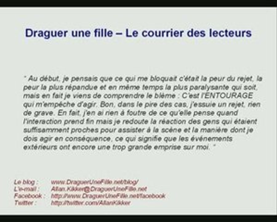 Comment draguer une fille - La peur des gens
