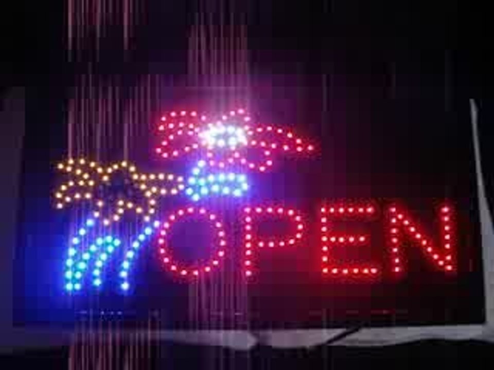 Enseigne ou tableau lumineux "Open Palmier"