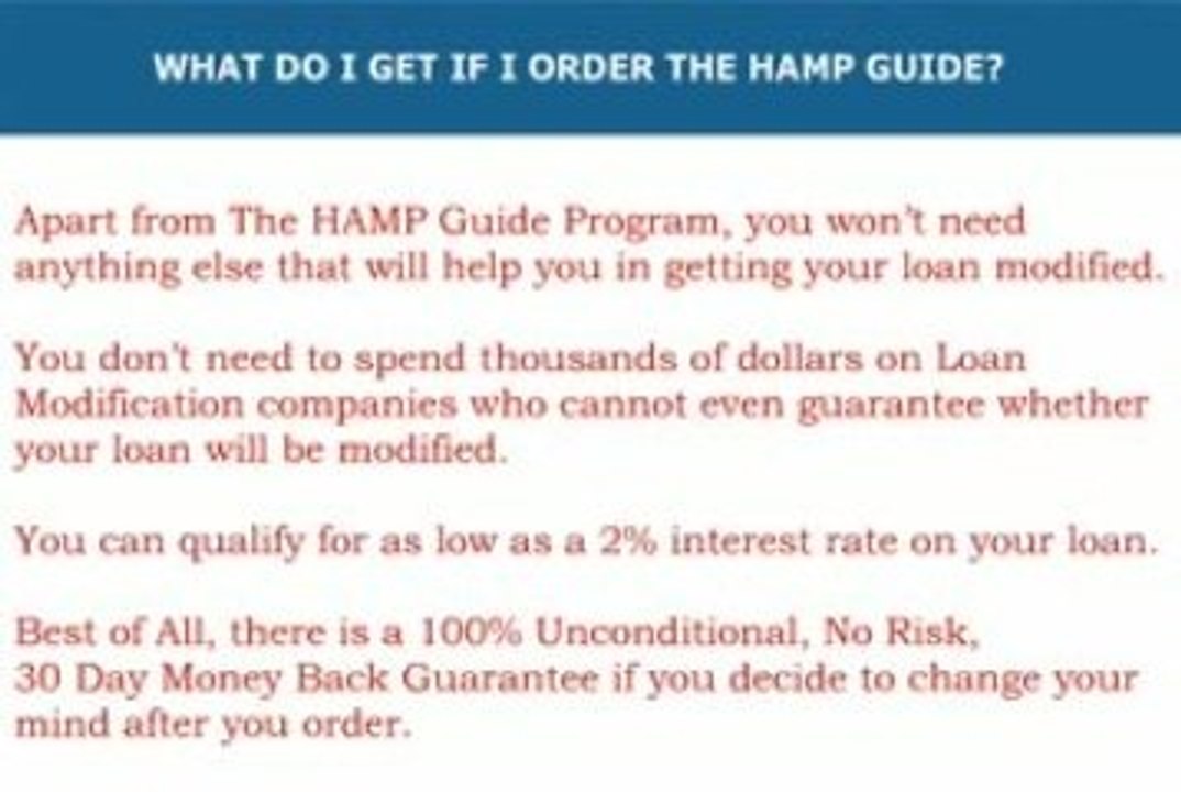 Modify Your Loan Under The "Obama Plan".