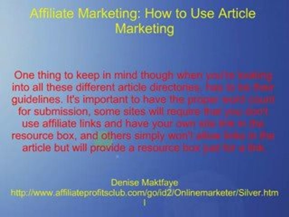 How To Use Article Marketing