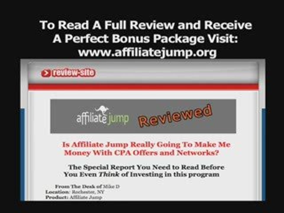 Affiliate Jump Review and Bonus Package