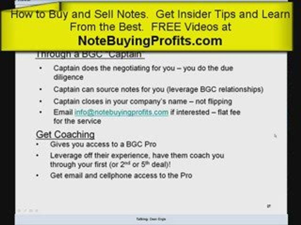 How to Buy Notes=>COACHING! Note Buying Profits.com