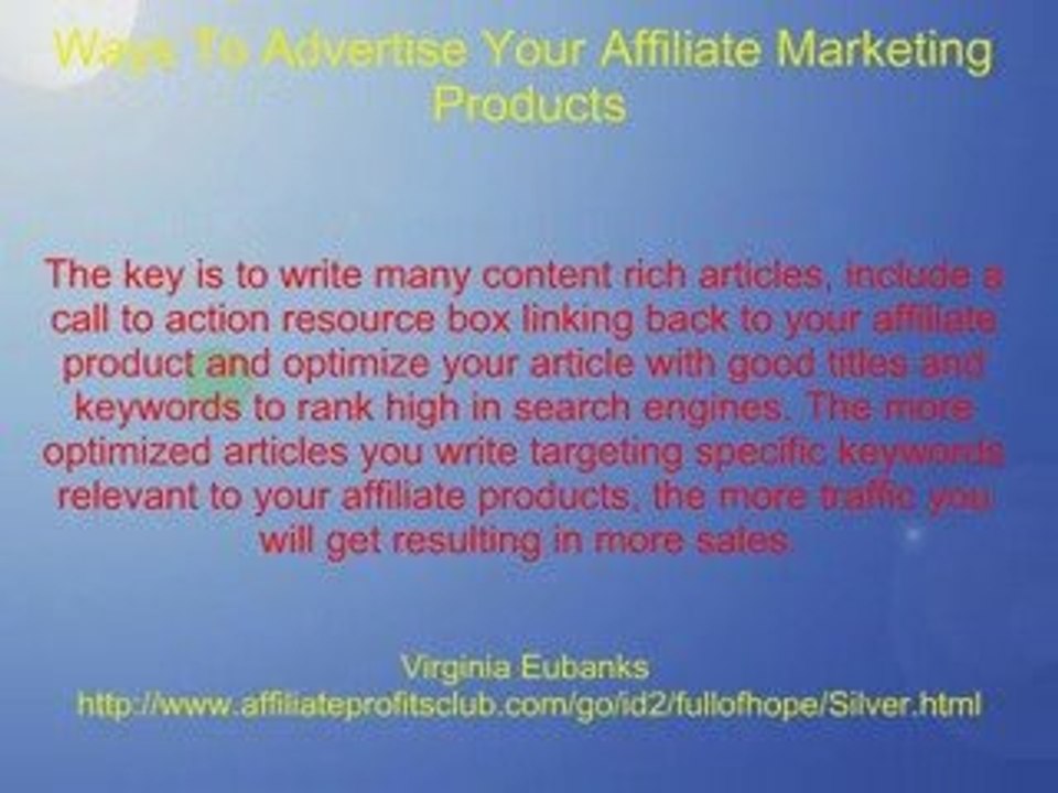 Ways to Advertise Your Affiliate Marketing Products