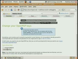 Launchpad: adding a PGP key to your account