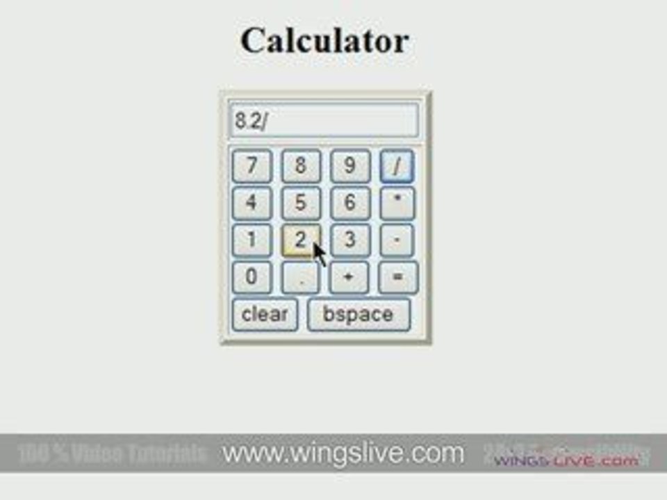JavaScript Calculator| wingslive.com