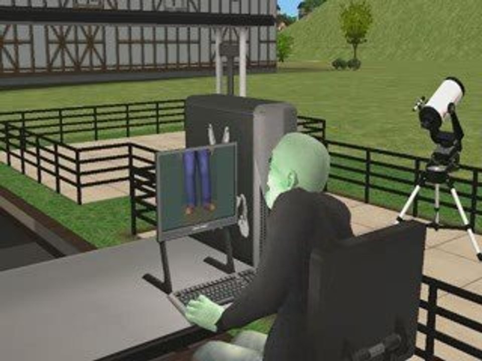 Sims 2: Alien is playing Sims 3