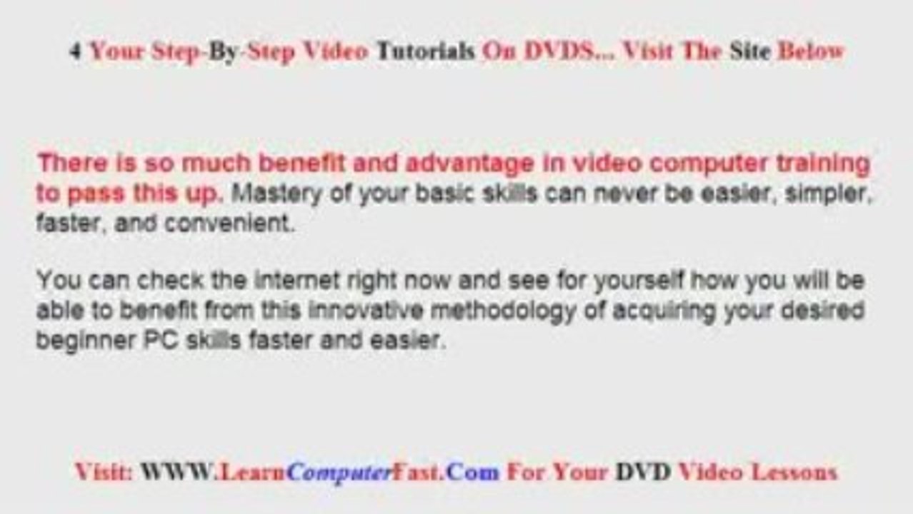 Beginners Basic Video Computer Training Video DVD Tutorials