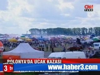 Polonya'da uçak düşme anı
