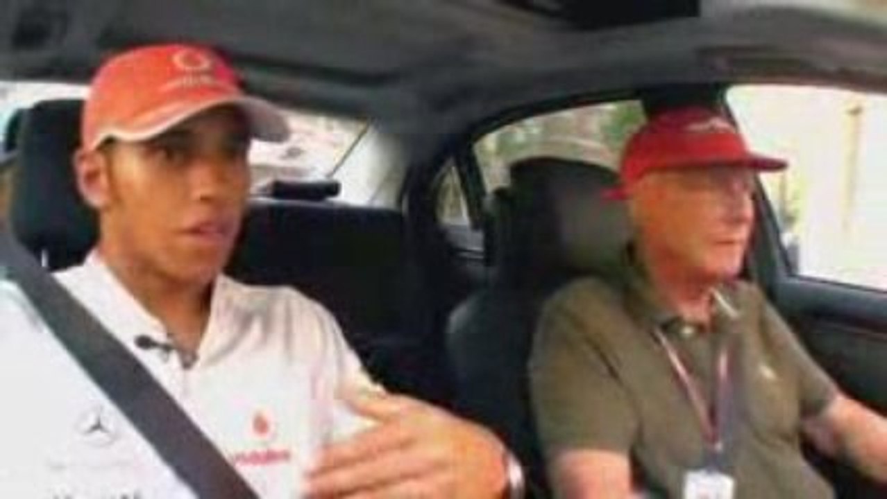 Lewis Hamilton and Niki Lauda cruising - english