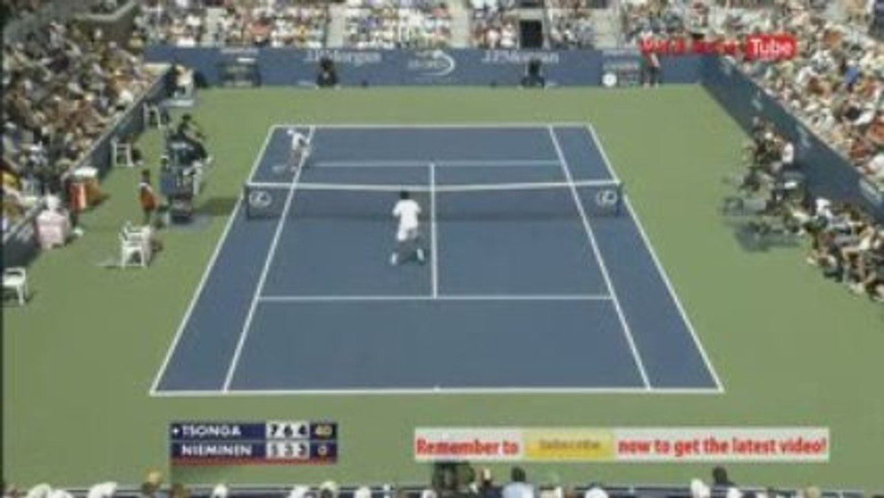 Tsonga vs. Nieminen Match Highlight In 2nd Rd of US Open 09