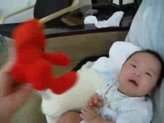 Alek playing with Elmo