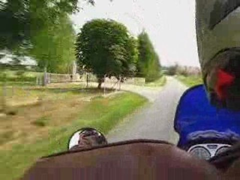 Beaulon en super tenere avec mon fils Antonin. Eté 2009.