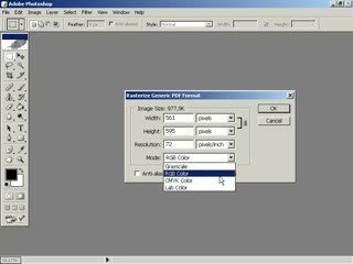 Photoshop Uygulamasında Bir pdf belgesi açmak