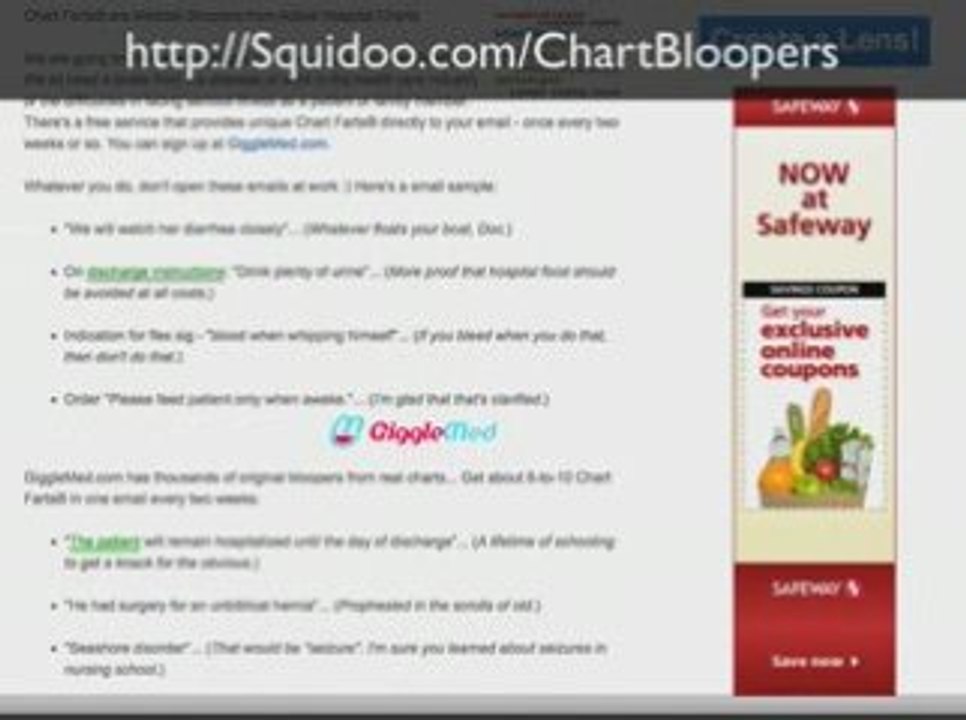Chart Bloopers and Medical Malapropisms Site Tour