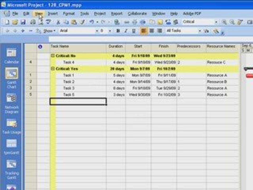 MS Project Tutorial: Critical Path in Microsoft Project