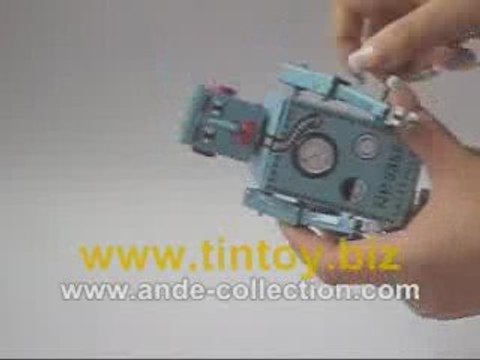 Tin Toy Wind Up Mechanical Robot Lilliput #MS397 blue