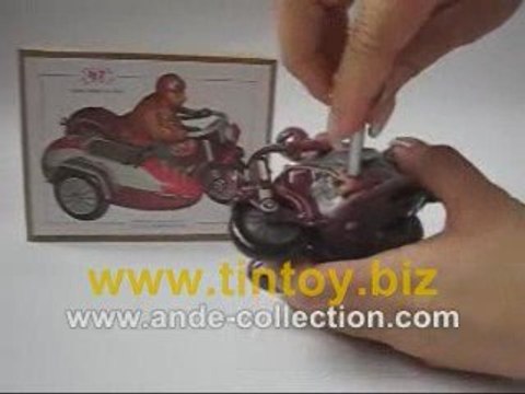 Tin Toy Wind Up Motorcycle with Side Car and Rider #MS450