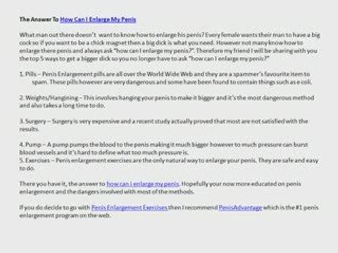 Penis Advantage, Penis Enlargement Exercises