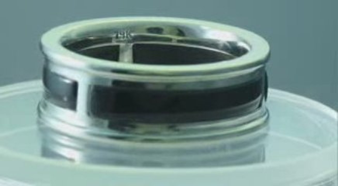 White gold ring with black Jade inlay