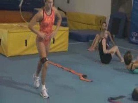 Gymnastics leg and hip train with resistance bands