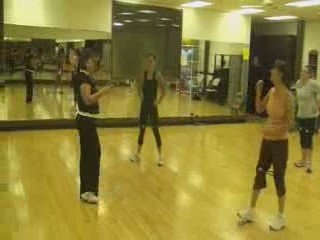 Aerobics Kick Boxing training with resistance band