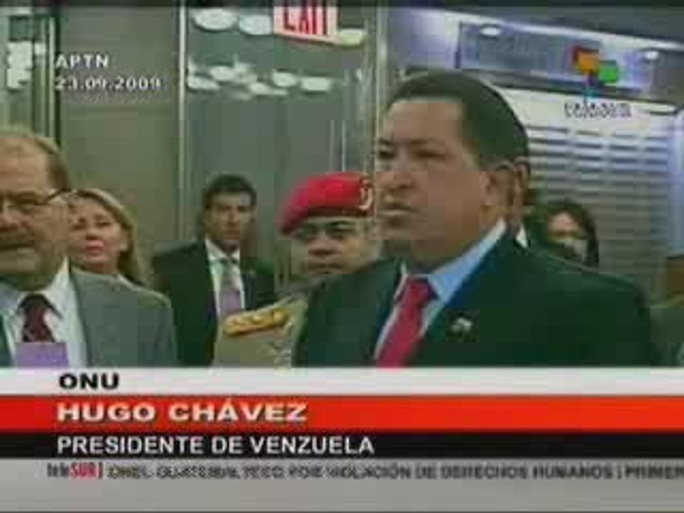 LLegada presidente Venezuela Hugo Chávez NY Asamblea ONU