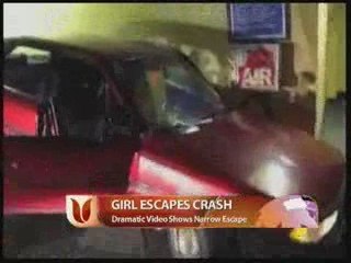 Girl Narrowly Escapes Being Crushed By Car