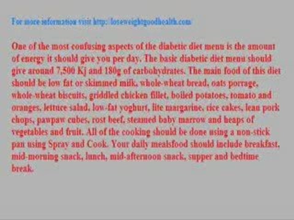 Diabetic diet menu - how to stick to one