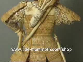 mammoth ivory carving JAPANESE SAMURAI 37242